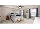 Spacious primary bedroom with tray ceiling, carpet floors, and natural light from two windows at 2432 Scarlet Oak Dr, Avon, IN 46123