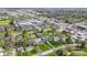 Aerial view showing neighborhood streets, businesses, and homes in residential area at 32 W Michigan St, Greenfield, IN 46140