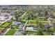Aerial view of houses in a residential neighborhood surrounded by lush trees at 32 W Michigan St, Greenfield, IN 46140