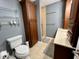 Well-maintained bathroom with a toilet, standing shower, and a vanity offering a clean and functional space at 337 Leaning Tree Rd, Greenwood, IN 46142