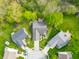 An aerial shot of the home highlighting its well-maintained roof and an adjacent deck at 5615 Burning Tree Ct, Indianapolis, IN 46239