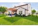 Backyard features an inviting outdoor living space with a pergola, ideal for entertaining and enjoying the outdoors at 6144 Black Oaks Way, Indianapolis, IN 46237