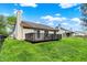 Well-manicured backyard features a deck, lush green lawn, and mature trees, perfect for outdoor living at 6257 Old Barn Ct, Indianapolis, IN 46268