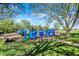 The playground features various play structures, including slides and climbing frames under shade trees at 6257 Old Barn Ct, Indianapolis, IN 46268