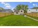 Spacious backyard with lush lawn, privacy fence, and concrete walk; perfect for entertaining and recreation at 6638 Sunbury Dr, Indianapolis, IN 46241