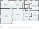 Floor plan showing layout with dimensions for dining area, kitchen, bathrooms, living room, garage, and bedrooms at 7412 Hiner Ln, Indianapolis, IN 46219