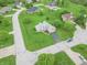 Aerial view showcasing a house in a well-maintained neighborhood with green lawns and mature trees at 801 Echo Trl, Martinsville, IN 46151