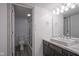 Bathroom with marble vanity and tiled shower stall at 102 Clarendon Dr # 506, Noblesville, IN 46062