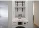 Laundry area with overhead shelving at 102 Clarendon Dr # 506, Noblesville, IN 46062