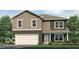 Two-story home with neutral color palette, attached garage, and well-maintained lawn at 11287 N Greenthread Dr, Monrovia, IN 46157