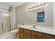 Well-lit bathroom featuring a vanity and a walk-in shower at 15 Northridge Ct, Brownsburg, IN 46112