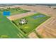 Aerial view of 13.31 acre property, pond, and surrounding land at 2575 W 100 S, Franklin, IN 46131