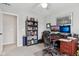 Bedroom featuring a desk, neutral walls, ceiling fan, and carpeted floor at 3430 Burlingame Blvd, Westfield, IN 46074