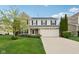 Charming two-story home featuring brick accents, a two-car garage, and a well-manicured front lawn at 3430 Burlingame Blvd, Westfield, IN 46074