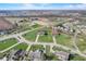 Wide aerial shot of a residential community showcasing well-maintained lawns and diverse architectural designs under a blue sky at 4940 Sundance Trl, Indianapolis, IN 46239