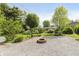 Backyard view showing a brick fire pit and gravel at 807 Whitmore St, Anderson, IN 46012