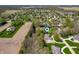 An aerial view showcases a well-maintained home with a lush yard in a serene, tree-lined neighborhood at 923 Woodcrest Way, Anderson, IN 46012