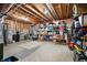 Unfinished basement storage room with shelving and ample storage space at 923 Woodcrest Way, Anderson, IN 46012