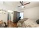 Bedroom featuring hardwood floors and a ceiling fan at 949 Harrison St, Indianapolis, IN 46202