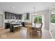 Modern kitchen with sleek cabinetry, stainless steel appliances, and dining area at 9656 Loganberry Ln, Indianapolis, IN 46256
