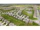 An aerial shot of a neighborhood's layout, showcasing serene ponds and green spaces at 9696 Parkhurst Xing, McCordsville, IN 46055
