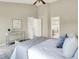 Bright main bedroom with ensuite access features vaulted ceilings, carpeted floor, and neutral colors at 10746 Gateway Dr, Fishers, IN 46037