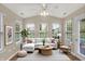 Bright sunroom features large windows, vaulted ceiling, comfortable seating, and lots of natural light at 10992 Chapel Woods S Blvd, Noblesville, IN 46060