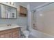 Bathroom featuring a shower and tub, vanity sink, cabinet and toilet at 110 Meadow Creek Blvd, Whiteland, IN 46184