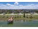 Stunning aerial view showcases the neighborhood pond, dock, and the manicured lawns at 1275 Cliff View Dr, Westfield, IN 46074