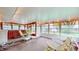 Relaxing sunroom with hot tub, floral patio furniture, and lots of natural light at 1402 Arcola Ct, Beech Grove, IN 46107