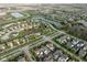 Scenic aerial view of a suburban neighborhood, showcasing the pond and community at 17060 Kingsbridge Blvd, Westfield, IN 46074