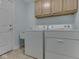 Functional laundry room includes washer, dryer, utility sink, and overhead cabinets for efficient home management at 1858 Jenny Dr, Martinsville, IN 46151