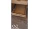 Close up of kitchen drawer with wood front and metal sliding bracket at 2402 S Rybolt Ave, Indianapolis, IN 46241