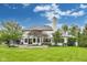 Expansive backyard featuring lush green lawn, patio, and beautifully designed home with large windows at 2979 Kings Ct, Carmel, IN 46032