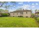The backyard features a well-maintained lawn and neutral siding of home with a traditional aesthetic at 3421 Arthington Blvd, Indianapolis, IN 46218