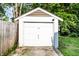 Exterior shot of a single-car garage with a white door and handle at 4406 Carrollton Ave, Indianapolis, IN 46205