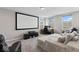 Carpeted media room with a projector screen, desk, and comfortable seating at 5363 Citadel Dr, Noblesville, IN 46062