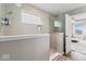 Modern tiled walk-in shower with glass and view to the bedroom at 5363 Citadel Dr, Noblesville, IN 46062