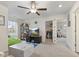 Spacious bedroom featuring a ceiling fan, ample natural light and a connected walk-in closet at 5845 Cresswell Ln, Whitestown, IN 46075