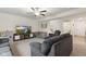 Spacious living room with carpet, neutral walls, comfortable seating, and an entertainment center at 5845 Cresswell Ln, Whitestown, IN 46075