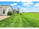 Well-kept backyard featuring lush lawn, privacy landscaping, and a view of the home's exterior at 6241 Colonial Dr, Whitestown, IN 46075
