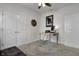 Home office setup featuring a simple desk, ample closet space and a ceiling fan at 6738 Fox Club Ln, Brownsburg, IN 46112