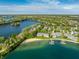Gorgeous lakefront property with sandy beach, boat docks, and charming residential buildings at 7849 Clearwater Cove Dr, Indianapolis, IN 46240