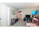 Well-organized bedroom featuring bunkbeds and entertainment storage at 8811 Dorill Creek Ln, Indianapolis, IN 46259