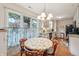 Sunny breakfast nook with hardwood floors and dining table with floral tablecloth at 1030 Stratford Hall # 17-3, Indianapolis, IN 46260