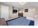 Inviting bonus room with TV, decorative art, and plush blue rug at 10473 Ranford Blvd, Fishers, IN 46040