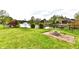 Scenic backyard featuring a fire pit area with water views and lush greenery at 181 Tracy Ridge Blvd, Whiteland, IN 46184