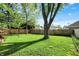 Spacious backyard featuring a well-maintained lawn and a wooden fence providing privacy at 2307 Magnolia Pl, Indianapolis, IN 46219