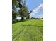 Expansive green field with neatly mowed grass and scattered trees on a sunny day at 3348 W 800 N, Fairland, IN 46126