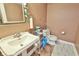 Bathroom featuring modern sink vanity, new fixtures and tiled flooring at 3535 Ivory Way, Indianapolis, IN 46227